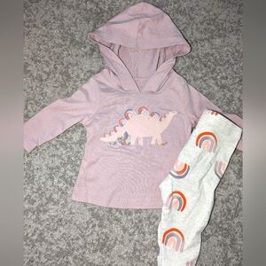 Carter's 2pc baby girl set. Purple dino short and rainbow pants. 3 months